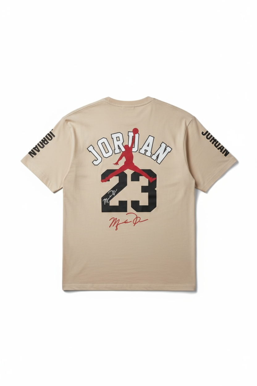 Men’s Beige “Jordan 23” Oversized Basketball Graphic T-Shirt