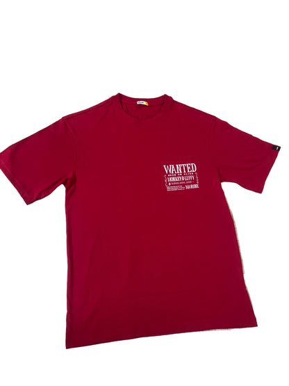 Men’s Maroon “WANTED” Graphic Casual Cotton T-Shirt