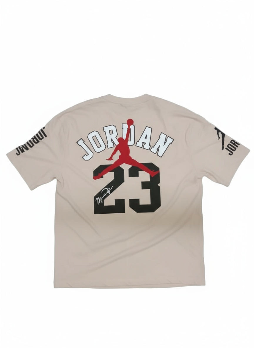 Men’s Beige “Jordan 23” Oversized Basketball Graphic T-Shirt